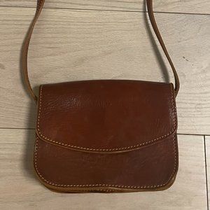 Genuine Brown Leather Crossbody Bag - Handmade in Italy